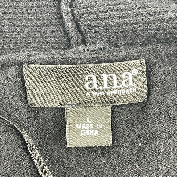 A.N.A A New Approach Cardigan Wrap Sweater Womens Large Black Long Sleeve - Picture 2 of 7